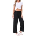 thumbnail image 2 of INSPIRE CHIC Women's Pajama Pants Checked Elastic Waistband Soft Casual Long Straight Pants Loungewear S Black, 2 of 6