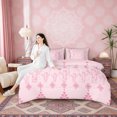 thumbnail image 4 of Erosebridal Pink Aztec Twin Bedding Sets for Girls, Rustic Farmhouse Cow Skull Bedding Comforter Set, Pink Reversible 7 Pieces, 4 of 6