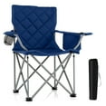 thumbnail image 1 of Gymax Oversized Camping Chairs Heavy Duty Outdoor Folding Chair w/Cooler Pouch Navy, 1 of 8