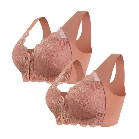 Weikingp Bras for Women  Womens No French Womens Front Close Bra T Back Plus Size Unlined Bra for Large Bust Womens Underwear Sexy Underwear for Women Clearance Coffee M