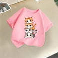 thumbnail image 2 of Virmaxy (2-14y) Kids Boys Girls Cute Cat Printed Shirt Unisex Toddler Round Neck Blouses Tops 2025 Summer Cotton Loose Fit Crewneck Blouses Tops Pink-3 2 Years, 2 of 3