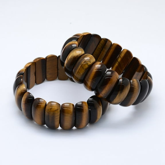 1pc Natural Tiger Eye Beads Stretch Bracelets Rectangle