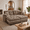 Brown, variant on Harper & Bright Designs Chenille Loveseat Sofa with 2 Ottomans, Cloud Couch Chaise Lounge, 2 Seater Tufted Sectional Sofa with Deep Seat and 4 Pillows for Living Room, Orange