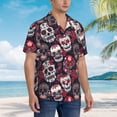 thumbnail image 5 of Balery Rose Flowers Print Men's Hawaiian Shirts Short Sleeve Beach Shirt Relaxed Fit Vacation Button Down Shirts-Large, 5 of 9