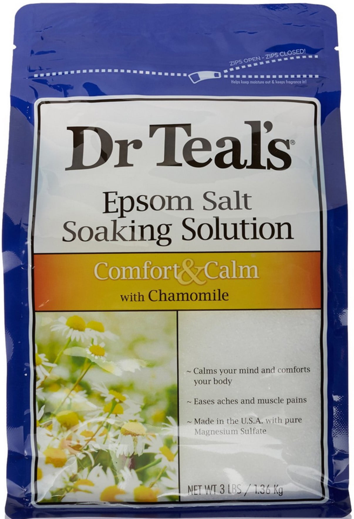 Dr Teal's Epsom Salt Soaking Solution, Comfort & Calm with Chamomile 48 oz (Pack of 2)
