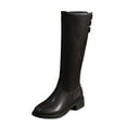 thumbnail image 2 of Heisall Womens Winter Casual Knee High Boots Straight Round Toe Side Zipper Chunky Low Heel Solid Color, 2 of 8