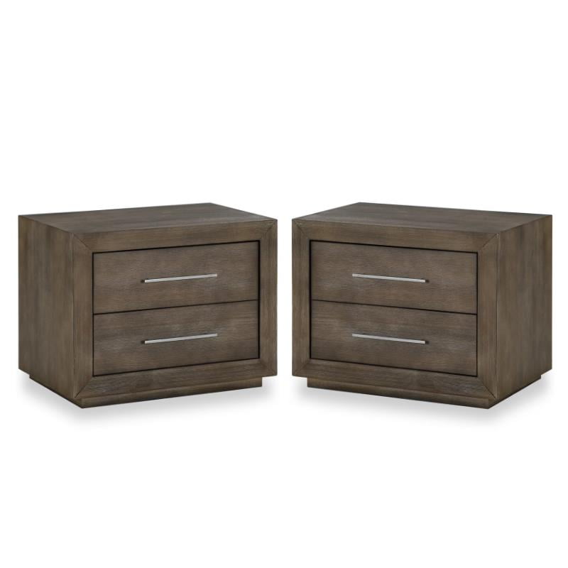 Set of 2 1 Drawer Nightstand in Gray Maple 