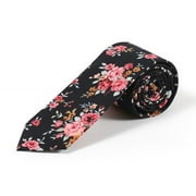 Parquet Floral 100% Cotton Slim Tie for Men | 57 Inch & 2.5 Inch Wide Spring & Summer Necktie | Perfect for Wedding, Church, & Business