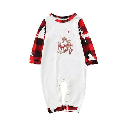 

Scyoekwg Matching Christmas Pjs for Family Comfy Loose Dad Mom Kids Baby Long Sleeve and Long Pants Round Neck Holiday Family Christmas Pattern Print Xmas Sleepwear Clothes