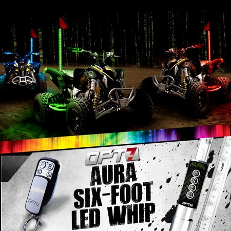 AURA® 6ft Multi-Color All-Terrain LED Whip SINGLE - 64 Light Patterns w/ Quick Release Wireless Remote - Waterproof Shatterproof 2 YR Warranty - Perfect for Off-road Sand rail ATV Buggy Jeep (Best Sand Rail Manufacturer)