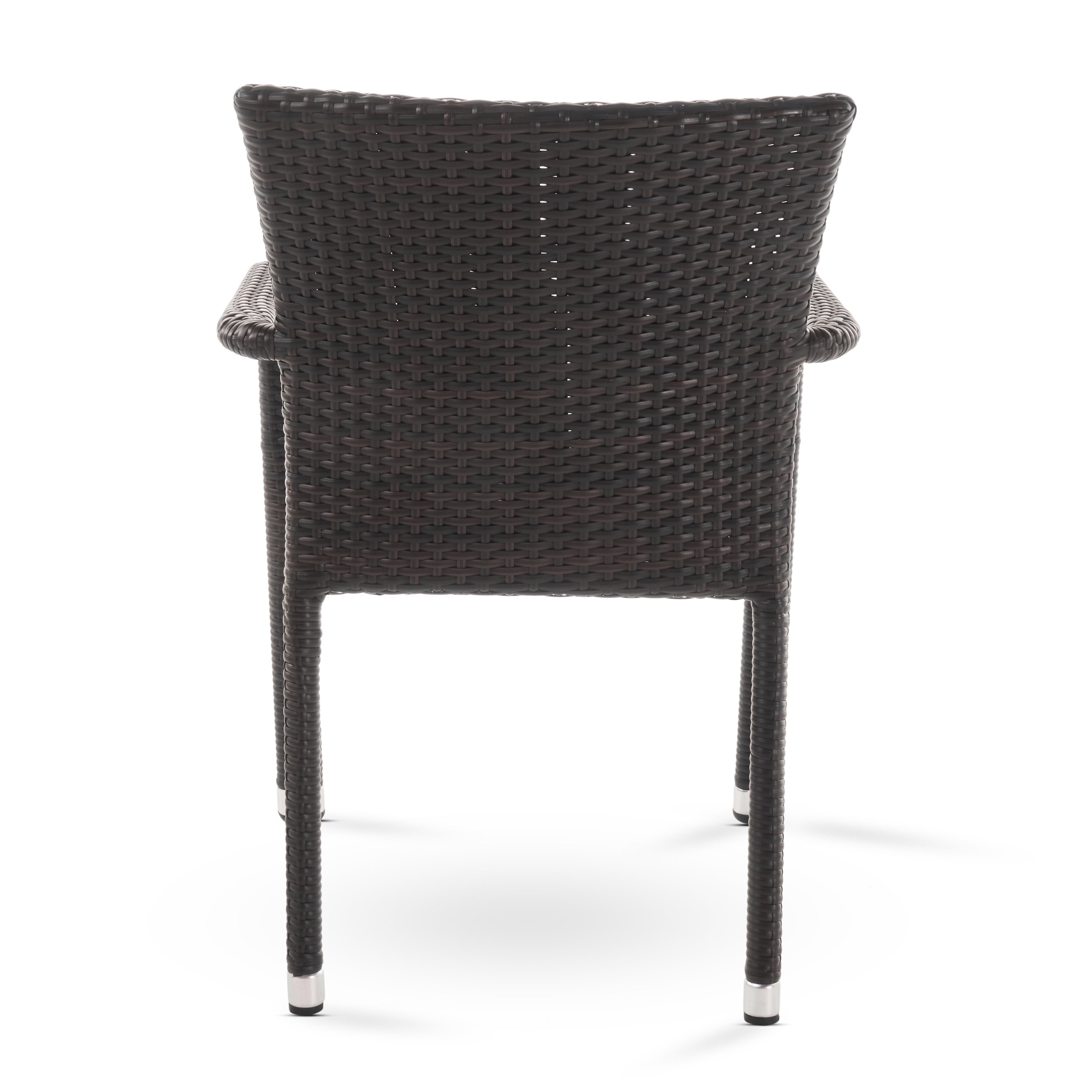 Vera Outdoor Wicker Armed Stack Chairs with an Aluminum Frame, Set of 2, Multibrown