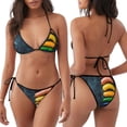 thumbnail image 3 of KLL Rainbow Sausages On Dark Slate Print Bikini Set for Women,String Two Piece Halter Top Triangle Bikini Set with Tie Side Bottom Sexy Swimsuit Bathing Suits, 3 of 5