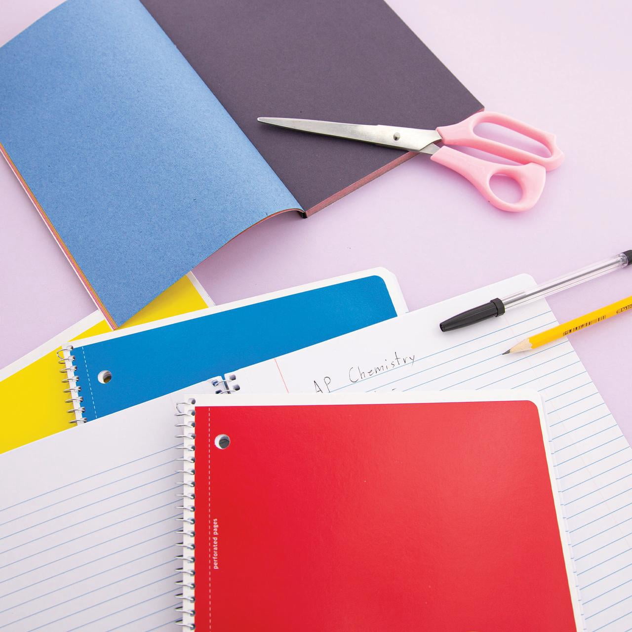 BAZIC Spiral Notebook, 1 Subject, College Ruled Paper 8" x 10-1/2", 70 Sheets Red Cover, 24-Count