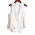 thumbnail image 2 of VIWORLD The Garden Party Vest: Women's Sleeveless V-Neck Blazer with Ruffled Lace Hem for Elegant Spring Layering White，M, 2 of 5