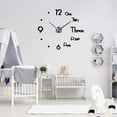 thumbnail image 2 of Black Silver Modern DIY Big Number 3D Wall Clock Modern Design 3D Wall Sticker Home Decoration, 2 of 9