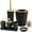 Black, variant on 8pcs Bamboo Bathroom Accessory Sets - Includes Toothbrush Holder, Cup, Soap Dispenser, Dish, Swab Box, Lotion Bottle, Toilet Brush, and Trash Can, Bathroom Supplies, Ideal Housewarming Gift,