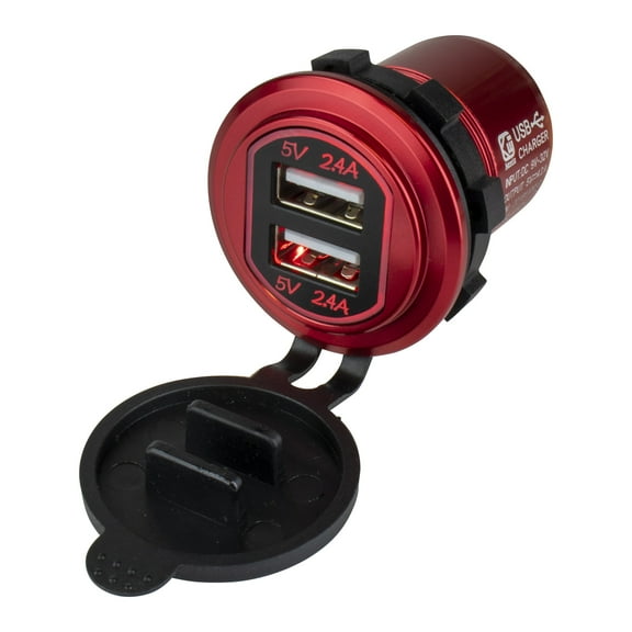 Sea-Dog-426504-1 Dual USB Power Socket - Aluminum