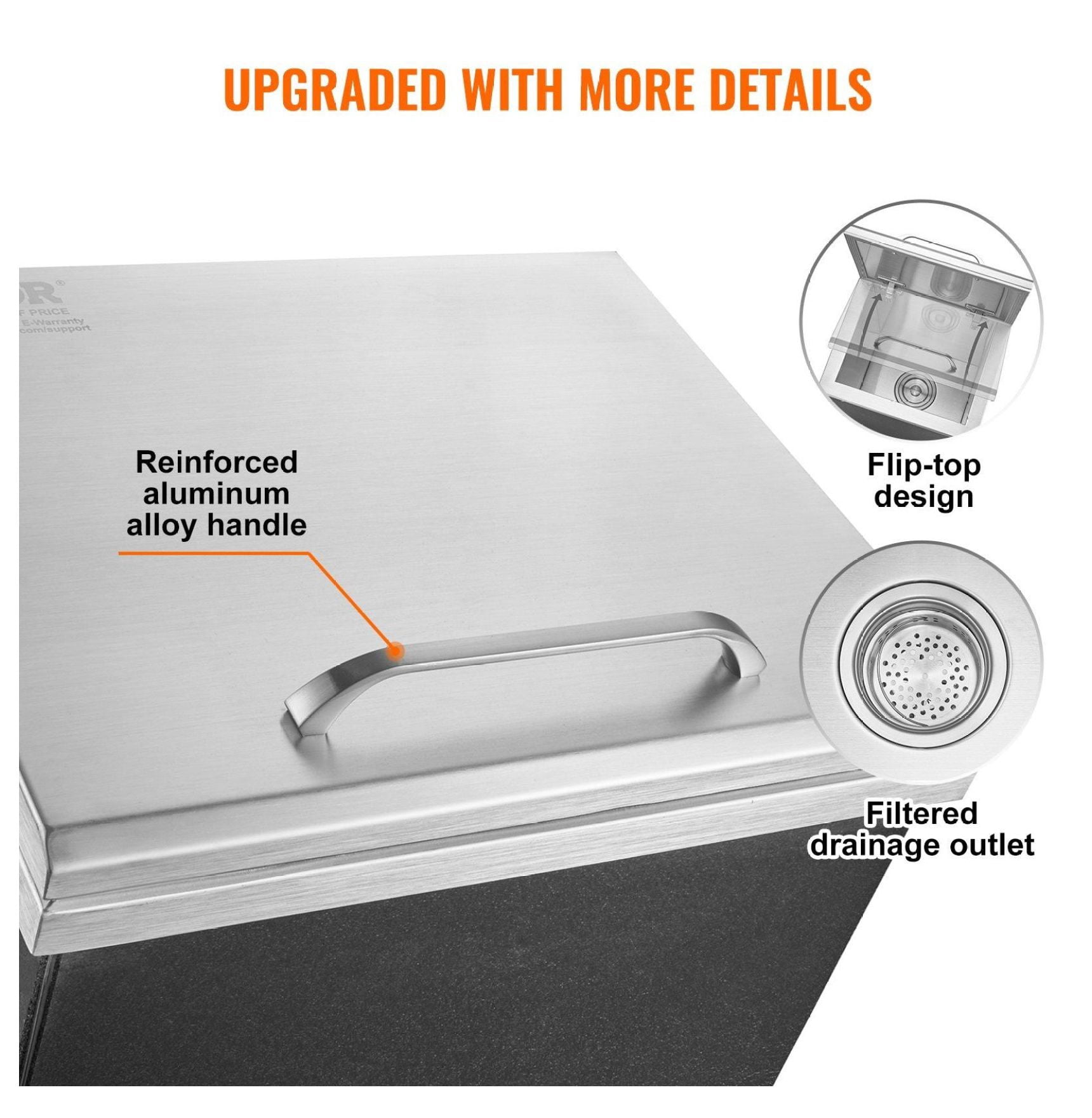 Stainless Steel Drop In Ice Chest, 40 Qt, Commercial Ice Bin