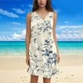 thumbnail image 2 of WTOBBY Women's Stylish Floral Print V-Neck Camisole Dress No Pockets, Sleeveless Design for Summer Fashion, Comfortable and Flowy for Casual and Evening Wear,Blue 2XL, 2 of 5