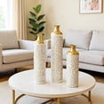 thumbnail image 4 of S-HOME Fire-Burned Metal Vases Set of 3 Gradated Heights for Industrial Home Decor, Pattern Gold+White, 4 of 10