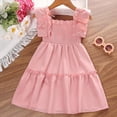 thumbnail image 3 of Esaierr Toddler Girl Dress Pleated Sleeveless Dress Solid Color Short Sleeve Princess Dress Fashion Pleated Skirt for 4T-7T, 3 of 5