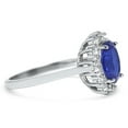 thumbnail image 2 of Sterling Silver Oval Blue Sapphire CZ Halo Engagement Ring for Women Size 7, 2 of 4