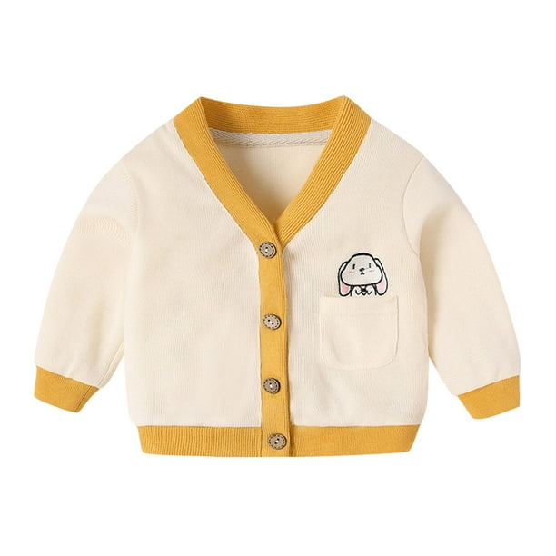Gibobby Chamarra niñaNiños pequeños niños bebés niños niñas lindos animales de dibujos animados pulóver blusa Tops cárdigan abrigo trajes ropa(Beige, 2-3 Años)