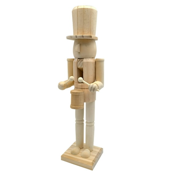 FONDOTIN Classic Nutcracker Soldier Figurine 1Set Beige Light Yellow Wood Diy Blank Unfinished For Children Decoration