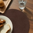 thumbnail image 3 of Solid Brown Round 15 Inch Placemats Set of 4, Vintage Minimalism Abstract Denim Pattern HeatResistant Non Slip Place Mats for Dining Table, Wipeable Braided Kitchen Table Mats for Housewarming, 3 of 9