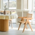 thumbnail image 6 of Kithkasa Rattan Dining Chairs for Dining Room, Solid Wood Finish with Armrest, Set of 2, Light Walnut, 6 of 8