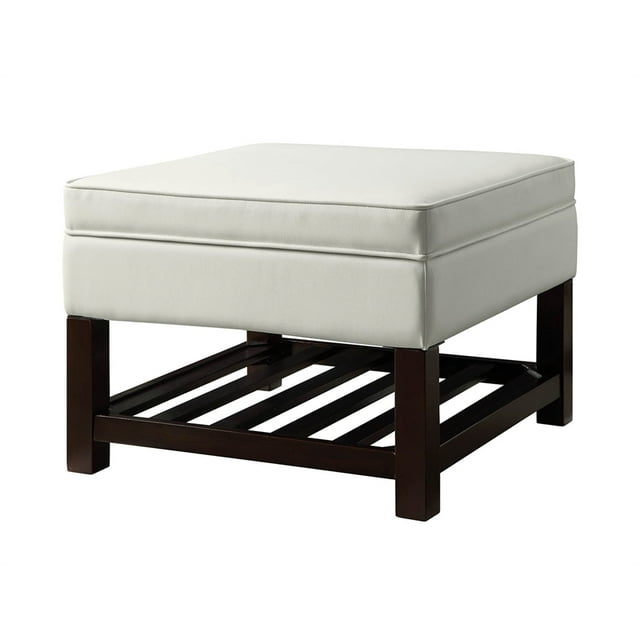 ACME Pouf Cocktail Keiko avec Rangement en Crème PU