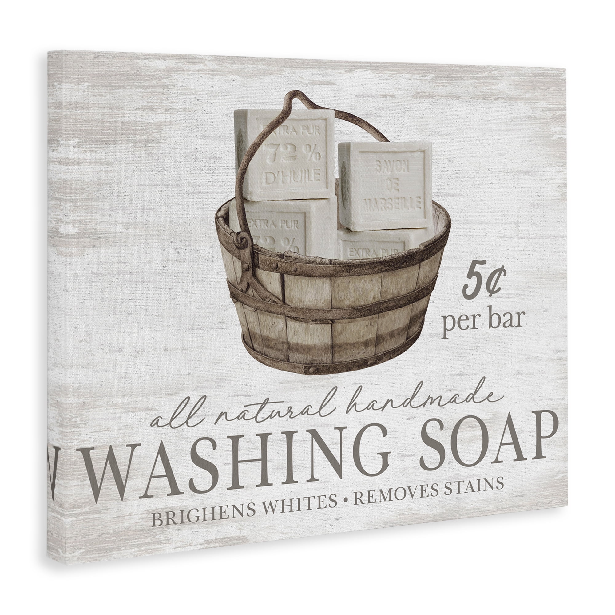 Stupell Industries Vintage Laundry Soap Typography Painting Gallery Wrapped Canvas Art Print Wall Art, 48 x 36