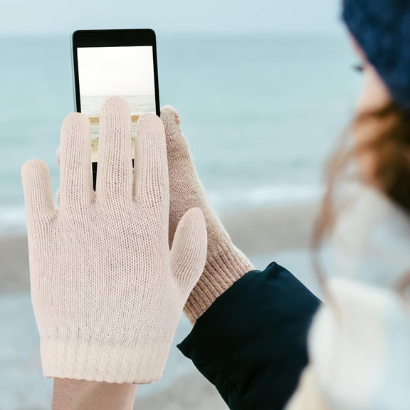 BESTYASH White Knitted Winter Gloves Full Finger - Warm Gloves for Outdoor Activities and Cold Weather