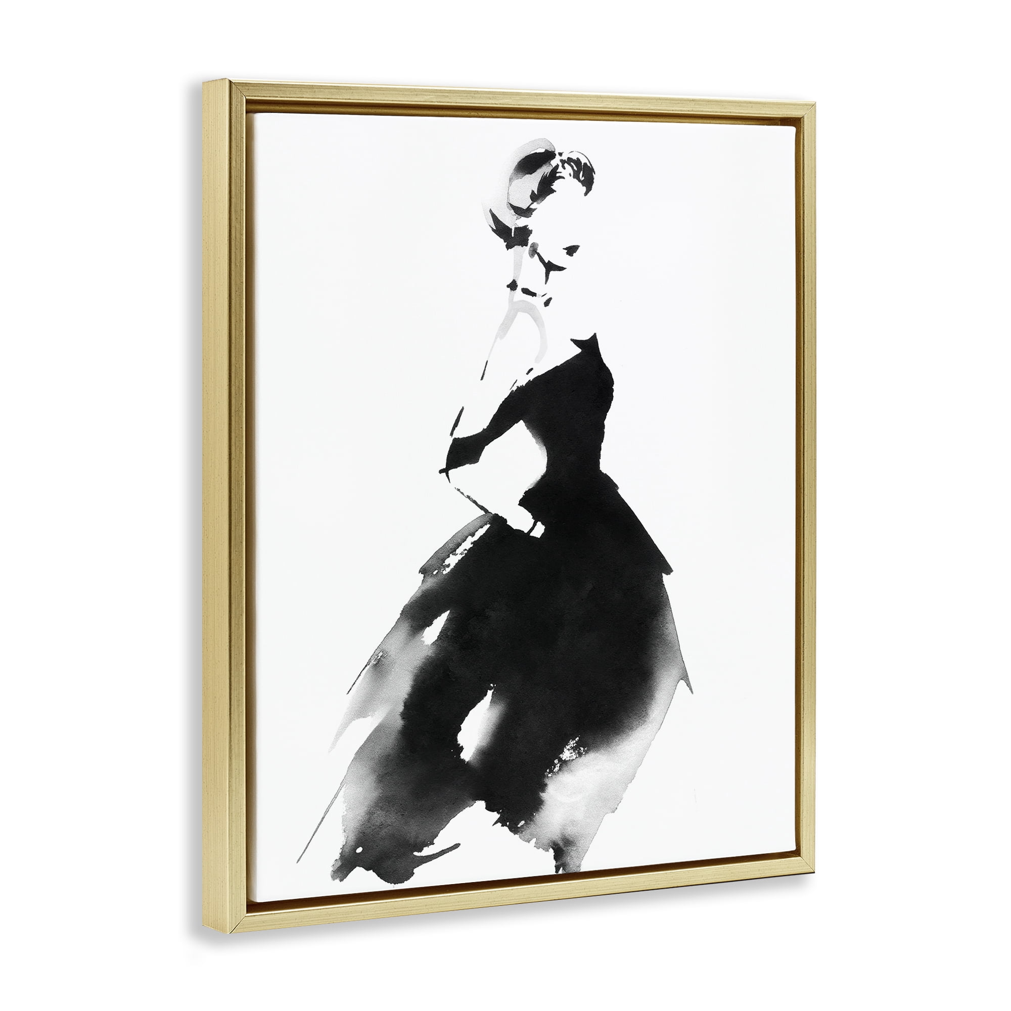 Stupell Industries Shadow Waltz Silhouette Gold Framed Floater Canvas Wall Art, design by Svetlana Aleynikova