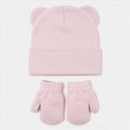 thumbnail image 6 of NOLDARES Kids Winter Hat and Gloves Set Girls Boys Knit Beanie Hats with Pom Warm Snow Ski Cap for Toddler(M035-Pink), 6 of 8