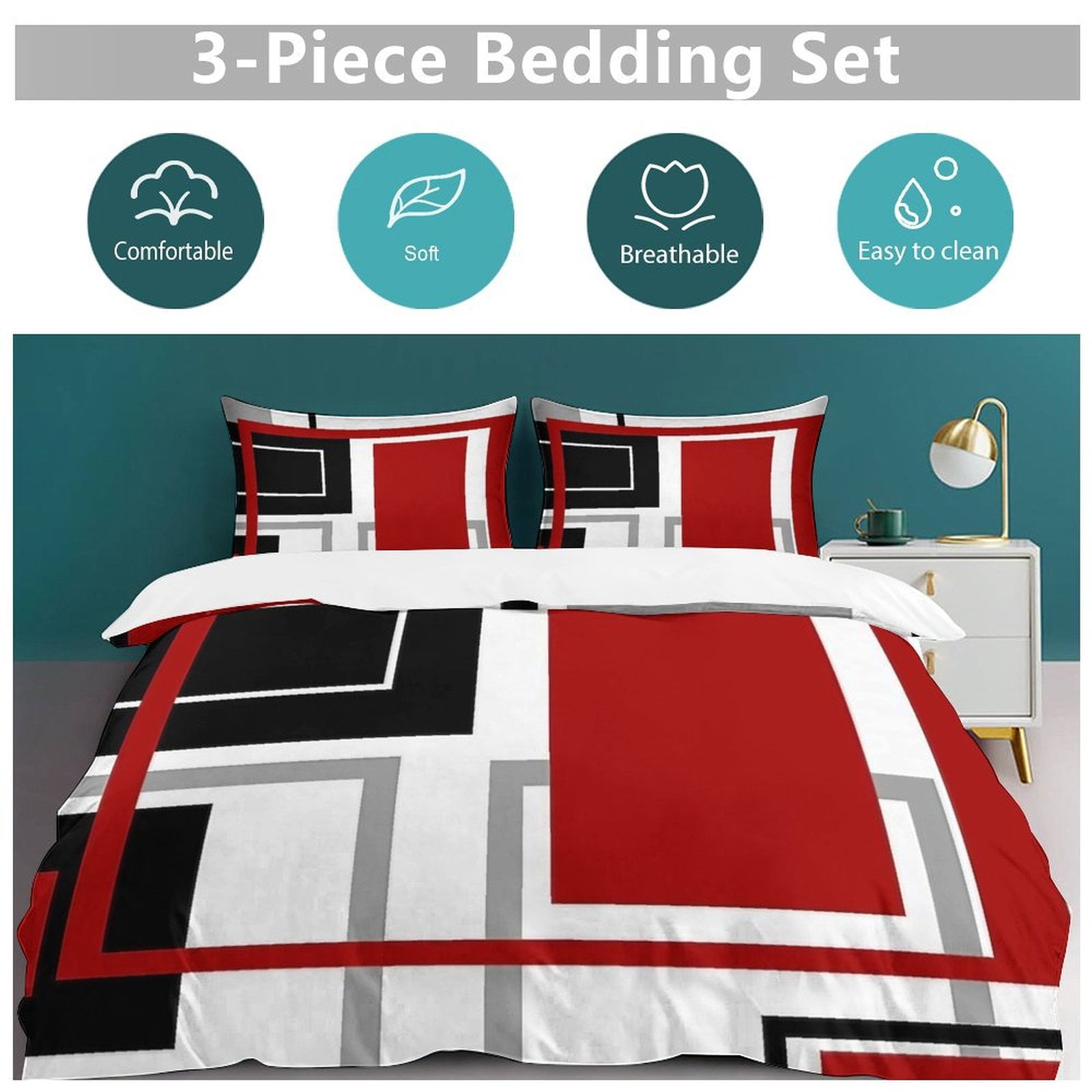 Abstract Geometric Color 3D Set Duvet Cover Quilt Cover Theme for Twin Size