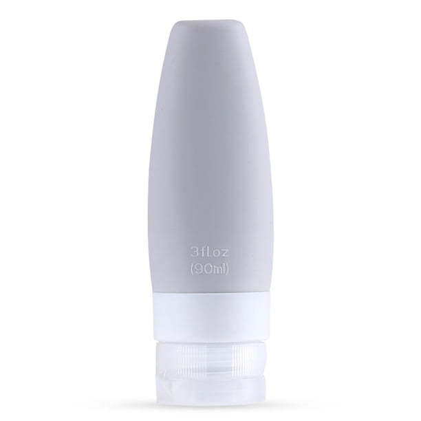 Botella dispensadora de viaje Lavado de cara Pasta de dientes Maquillaje Tubo exprimidor vacío Mini contenedor a prueba de fugas Suministros para el cuidado personal Gris claro 90ML Inevent HA059159-10