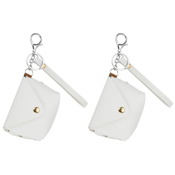 Uxcell Coin Purse Keychain, 2 Pack Mini Cute Tote Bag Key Chains Earphone Pouch, White