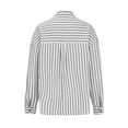 thumbnail image 4 of Lenpel Button down Shirts for Women Striped Long Sleeve Business Casual Oversized Collared Blouses Loose Work Tops(Gray,Large), 4 of 5
