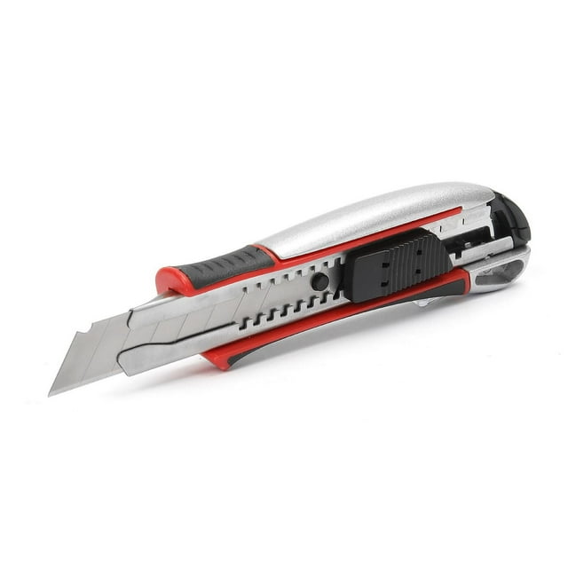 Swiss Tech 18mm Snap-Off Utility Knife, Aluminum, TPR Cushion Grip Handle