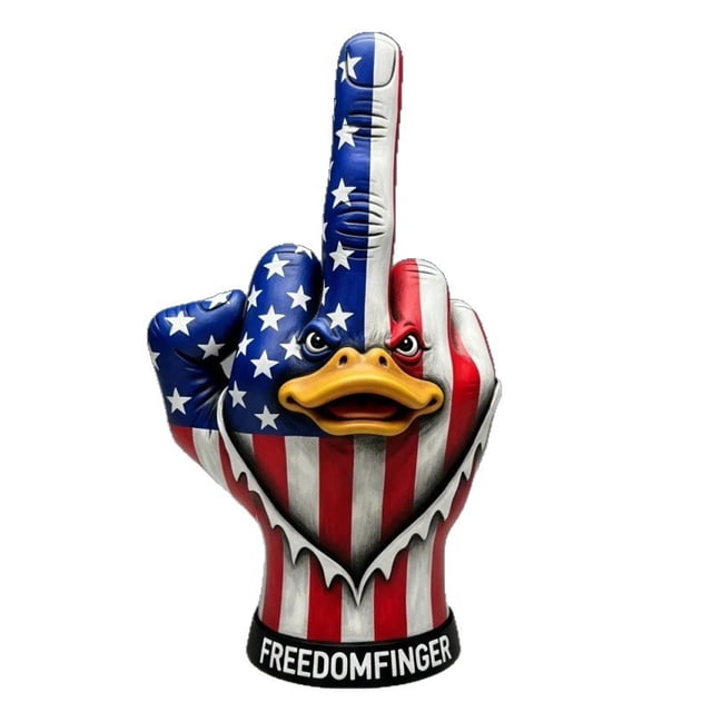 Estatua de pato Freedom Finger con bandera estadounidense de resina, 9 cm
