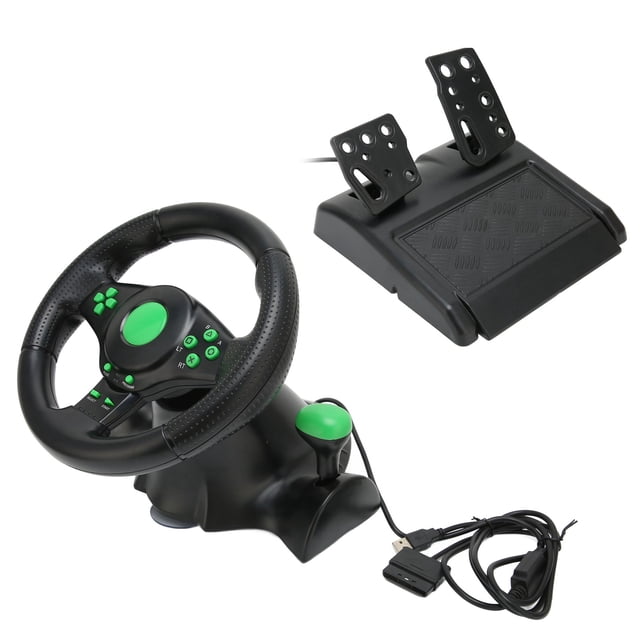 Volant pour PC, Volant de Course PC à Retour de Vibration 4 en 1 USB avec Pédale pour