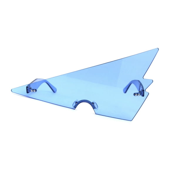 80s Funk Lighting Bolt Electric Triangle Shield Sunglasses Blue