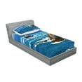 thumbnail image 2 of Ambesonne Ocean Fitted Sheet & Pillow Sham Set, Daytime Wavy Rocky Sea, Twin, Blue Grey White, 2 of 2