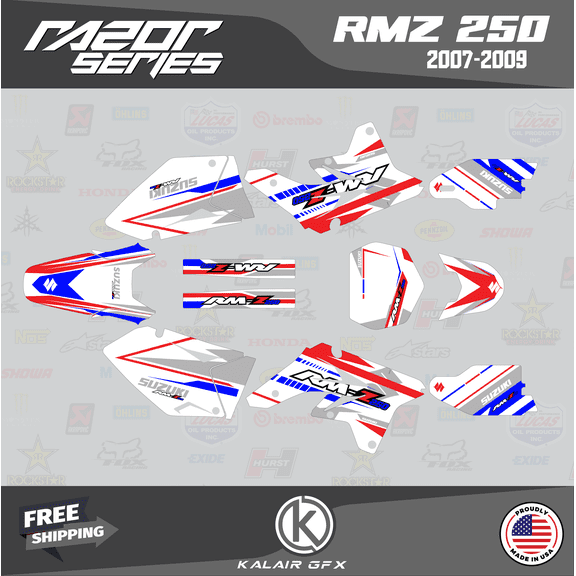 Kalair GFX Graphics Kit for Suzuki RMZ250 (2007-2009) Razor Series