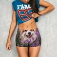 thumbnail image 3 of Wukai Dog in Lavender Flowers Print Pack Biker Shorts for Women Yoga Workout Gym Running Scrunch Active Shorts-Small, 3 of 8