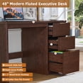 thumbnail image 5 of Fluted Executive Desk, 48" Modern Wood Home Office Desk with File Drawer & Metal Handles, Computer Writing Desk, Walnut, 5 of 9