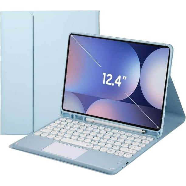 Funda con teclado táctil para Samsung Galaxy Tab S10+ Plus/ S9 FE Plus/Galaxy Tab S9+ Plus de 12,4", con portalápices - Teclado Bluetooth táctil magnéticamente desmontable