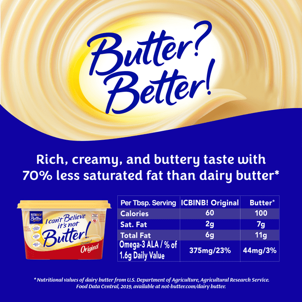 Not Butter! 15oz | Low-fat margarine for grocery retail - Walmart