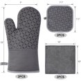 thumbnail image 3 of Guantes para Cocina, Guantes para Horno y Agarraderas para Cocina Resistentes al Calor, Guantes y Agarradores Extralargos con Superficie de Silicona Antideslizante para Cocinar hasta 500℉/260℃, 3 of 5